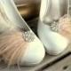 Wedding Bridal Feathered Shoe Clips - set of 2 - Sparkling Crystal Rhinestone Accents - wedding, engagememt