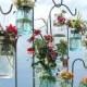 Wedding Aisle Mason Jar DIY Hanging Flower Vases or Lanterns 8 Gold or Silver Hanging Flower Lids, Wedding, Party, Outdoor Event, No Jars