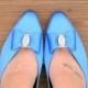 1980s BLUE BOW SATIN Heels....size 11...wedding. blue heels. shoes. pumps. fancy. party. mod. retro. glam. satin. something blue. royal blue