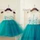 Green Tulle Ivory Lace Flower Girl Dress Children Toddler Dress for Wedding Junior Bridesmaid Dress