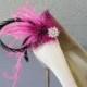 Wedding Bridal Party Peacock  Pink Dyed Guinea And Ostrich Feather Shoe Clips Set Of Two 8 Center Rhinestones To Choose From