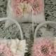 2 Ivory or White Flower Girl Baskets and 1 Matching Ring Bearer Pillow-Feathers,Chiffon Flowers, Lace, Pearls and Rhinestones