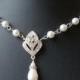 Art Deco Style Bridal Necklace, Swarovski Pearl Wedding Necklace, Ivory Pearl Bridal Jewelry, Vintage Style Wedding Jewelry, IVANA