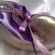 Beach Wedding Iridescent Pearl Nautilus Shell Ring Bearer Pillow in Violet & Purple