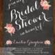 Chalkboard Bridal Shower Invitation, Floral Bridal Shower Invitation, Watercolor Floral Invitation, Pink and Coral Flowers, Chalk Invite