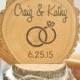 Rustic Wedding Cake Topper Wood Wedding Ring Personalized Retro Country Custom