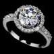 Round Cut Floating Halo Cubic Zirconia Engagement Ring 2 Carat Wedding Ring Diamond Round Ring Halo Ring Floating Diamond,  AR0012