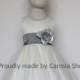 Flower Girl Dresses - IVORY with Pewter Mercury Gray Grey (FRBP) - Easter Wedding Communion Bridesmaid - Toddler Baby Infant Girl Dresses