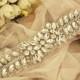 Crystal Beaded Rhinestone Applique Bridal Sash Wedding Gown Belt Applique