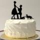 CAT + BRIDE & GROOM Silhouette Wedding Cake Topper With Pet Cat Family of 3 Silhouette Wedding Cake Topper Bride and Groom Cake Topper