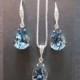 Denim Blue Swarovski Bridesmaid Jewelry Set/Swarovski Blue Crystal/Bridesmaid Set/Crystal Necklace/Swarovski Blue Crystal Earrings/ Wedding
