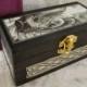 Celtic Dragon Box / Black Wooden Origional Art Box / Medieval Fantasy Wedding Handfasting Ring Bearer Box / Pagan Wicca Gothic Jewelry Box