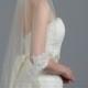Mantilla bridal wedding veil light ivory with alencon lace