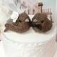 SALE! wonderful rustic burlap small  brown  bird wedding cake topper or wedding anniversary