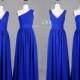 New 2015 Custom Made Royal Blue Long Chiffon Bridesmaid Dress/Maid of Honor Dress/Wedding Party Dress/Long Bridesmaid Dresses DH376