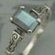 Labradorite Engagement Ring--Silver Hand Set with High Quality Emerald Cut Labradorite--Something Blue--Wedding Jewelry