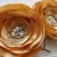Gold bridal hair flowers (set of 2), bridal hairpiece, bridal hair clips, wedding hair accessories, bridal hair flower