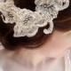 lace wedding hair accessories, rhinestone embellished hairpiece, Alencon lace, lace bridal headpiece - ISABELLA - luxury wedding hair comb - New