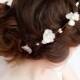 blush pink / white flower hair circlet - ARIELLE - dainty bridal circlet, flower girl - New