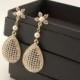 Gold dangle earrings-Gold bridal earrings-Gold art deco rhinestone crystal earrings - Wedding jewelry-Vintage inspired-Swarovski earrings