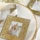72 Golden Brocade Photo Coaster Wedding Favors