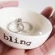 CERAMIC RING DISH handmade bling text with custom options for case engagement gift or wedding gift idea