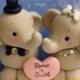 Whimsical Elephant Wedding Cake Topper  Hand Sculpted Cute Elephants with Personalized Heart
