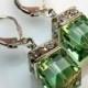 Peridot Crystal Earrings, Green, Silver, Drop, Dangle, Wedding, Bridesmaid, August Birthday, Spring Fashion  Handmade Jewelry