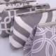Custom Wedding Party Clutch set for Linh in Grey with baby pink satin interior
