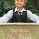Here comes the bride, burlap ring bearer sign 