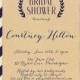 Kraft Bridal Shower Whimsical Script Navy & Off White Striped Modern Bridal Wedding Shower Invitation Printable or Printed - Courtney Style