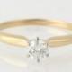 Diamond Engagement Ring - 14k Yellow & White Gold Natural Round Solitaire .26ct C8432