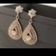 Bridal earrings -Rose gold pear dangle earrings-Wedding earrings-Rose gold art deco rhinestone Swaroski crystal  earrings - Wedding jewelry