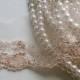 3.5" Rose Gold Vintage Lace Trim, Embroidered Gauze Lace, Lovely Floral Embroidery Tulle Fabric for wedding bridal dress, lingerie, clothing