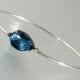 Sapphire Montana Blue Glass Silver Bangle Bracelet, Stacking Bangle, Blue Glass Bracelet, Bridesmaid Gift, Bridal Jewelry (G134S,