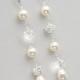 Long Pearl Earrings, Pearl Wedding Earrings, Rhinestone and Pearl Bridal Jewelry, Vintage Style Wedding Jewelry, Pearl Drop Earrings
