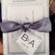 Wedding Invitations, Silver Glitter Wedding Invitation with ribbon tag, Wedding Invitation