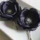 Purple Eggplant Aubergine satin fabric flowers in handmade Bridal Hair shoe clip Bobby pin Bridesmaids Accessory Dress sash Ornament Brooch