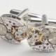 Steampunk cufflinks vintage watch movements gears Hamilton pinstripe wedding Groom Gift silver cuff links men jewelry Steampunk jewelry 2354