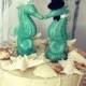 Seahorse Wedding Cake Topper-aqua blue Seahorse cake topper-Kissing seahorse wedding cake topper-something blue-Beach wedding