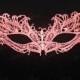 Coral Pink Lace Masquerade Mask - Brocade Lace Mask - Mardi Gras Mask - Lace Mask for Masquerade Wedding, Prom Masquerade