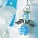 Something Blue Swarovski Crystal Angel Bridal Bouquet Charm Aqua Blue Crystal Angel Wedding Bouquet Charm
