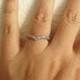 Cruved V Shaped CZ Sterling Sivler engagement Ring, Size 5