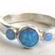 Engagement Ring -Gemstone blue opal  Mineral ring Birthstone  - Back to school silver sterling ring -Made to order