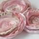 fabric flowers in pink blush, shabby chic wedding, pink champagne, wedding accessory vintage lace