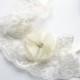 DOG FLOWER COLLAR - Ivory Lace with Ivory chiffon flower,Pet Wedding,Ties on, Pet Flower Dog Wedding, Pet Corsage, Dog flower , Dog Bow