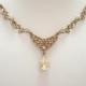 Antique brass necklace, wedding jewelry, bridal necklace, Swarovski crystal necklace, bridesmaid jewelry