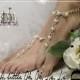 PARISIAN elegant beach wedding barefoot sandals, PEARL RHINESTONE bridal barefoot sandals, wedding barefoot sandals