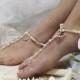 Barefoot sandals, beach wedding footless sandles, foot jewelry, beach weding,anchor, nautical, pearl nautical beach wedding,