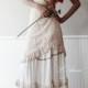Custom Made Vintage Victorian Style Wedding Bridal Dress in Antique Sheer White Cotton and Lace - New
